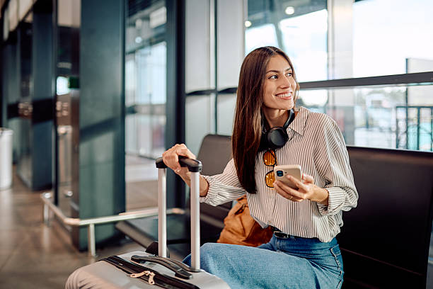 Traveller walking through an airport